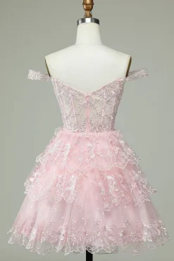 A Line Fora do Ombro Preto Vestido de Cocktail