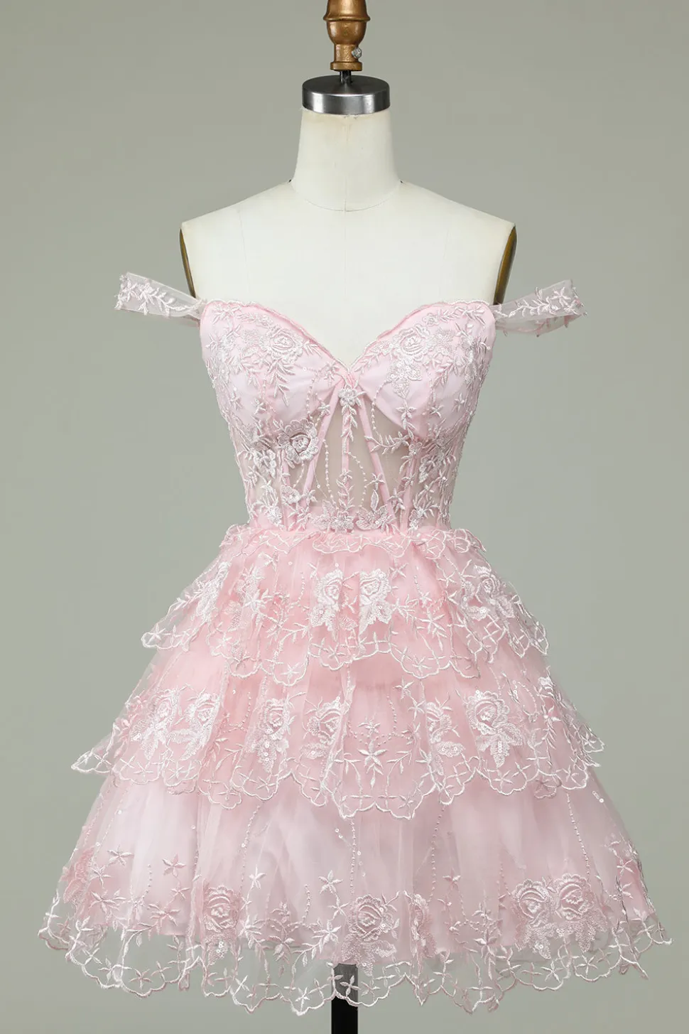 A Line Fora do Ombro Rosa Vestido de Cocktail