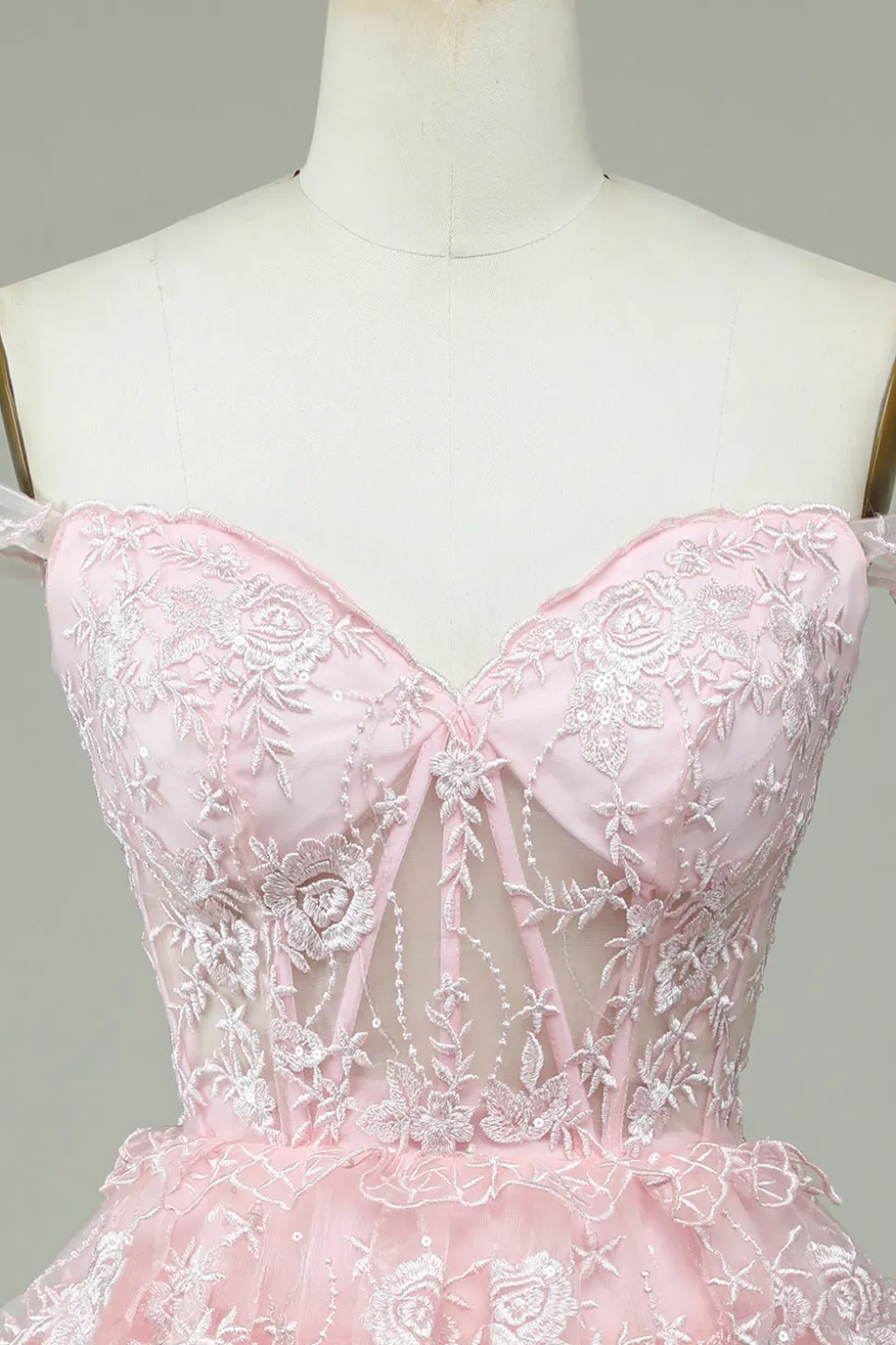 A Line Fora do Ombro Rosa Vestido de Cocktail