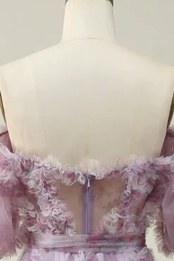 A Line Fora do Ombro Roxo Vestido de Baile