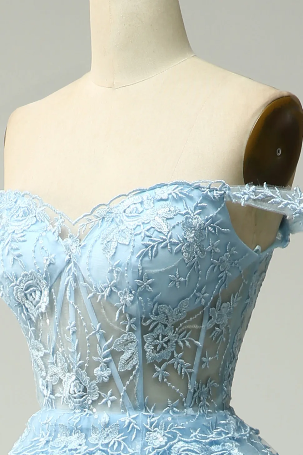 A Line Fora do Ombro Vestido de Festa Com Apliques