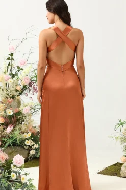 A Line Halter Vestido de Dama de Honor