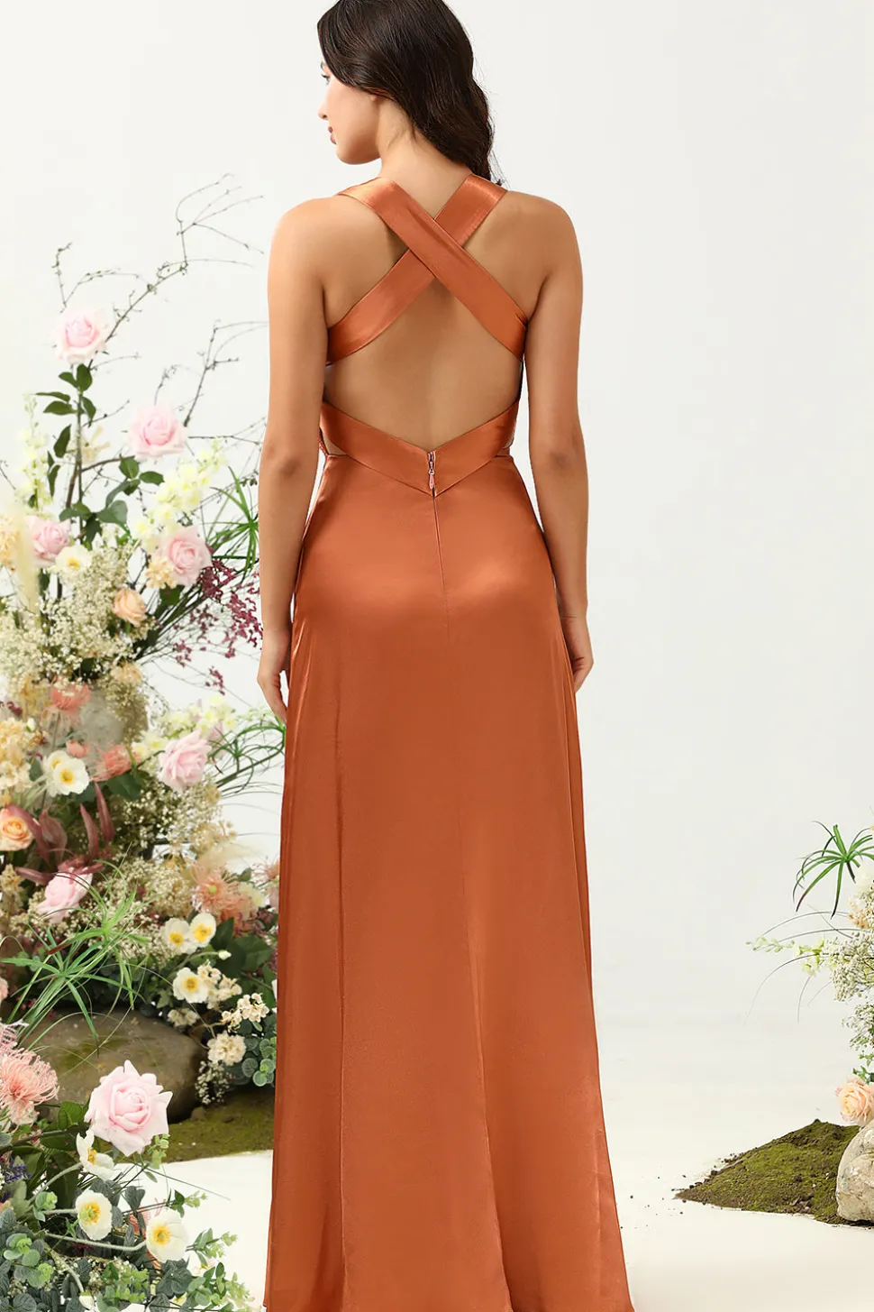 A Line Halter Vestido de Dama de Honor