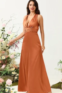 A Line Halter Vestido de Dama de Honor