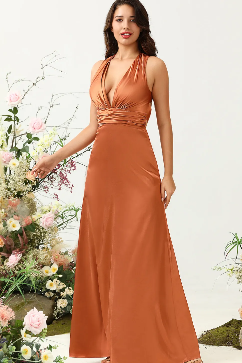 A Line Halter Vestido de Dama de Honor