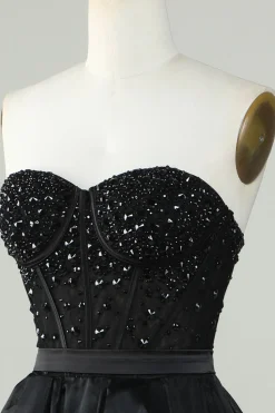 A Line Preto Sem Alças Vestido de Baile Vestido de Noite