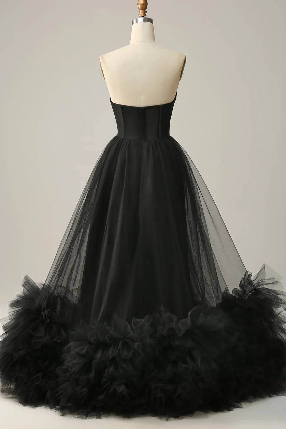 A Line Preto Vestido Cerimónia Tule