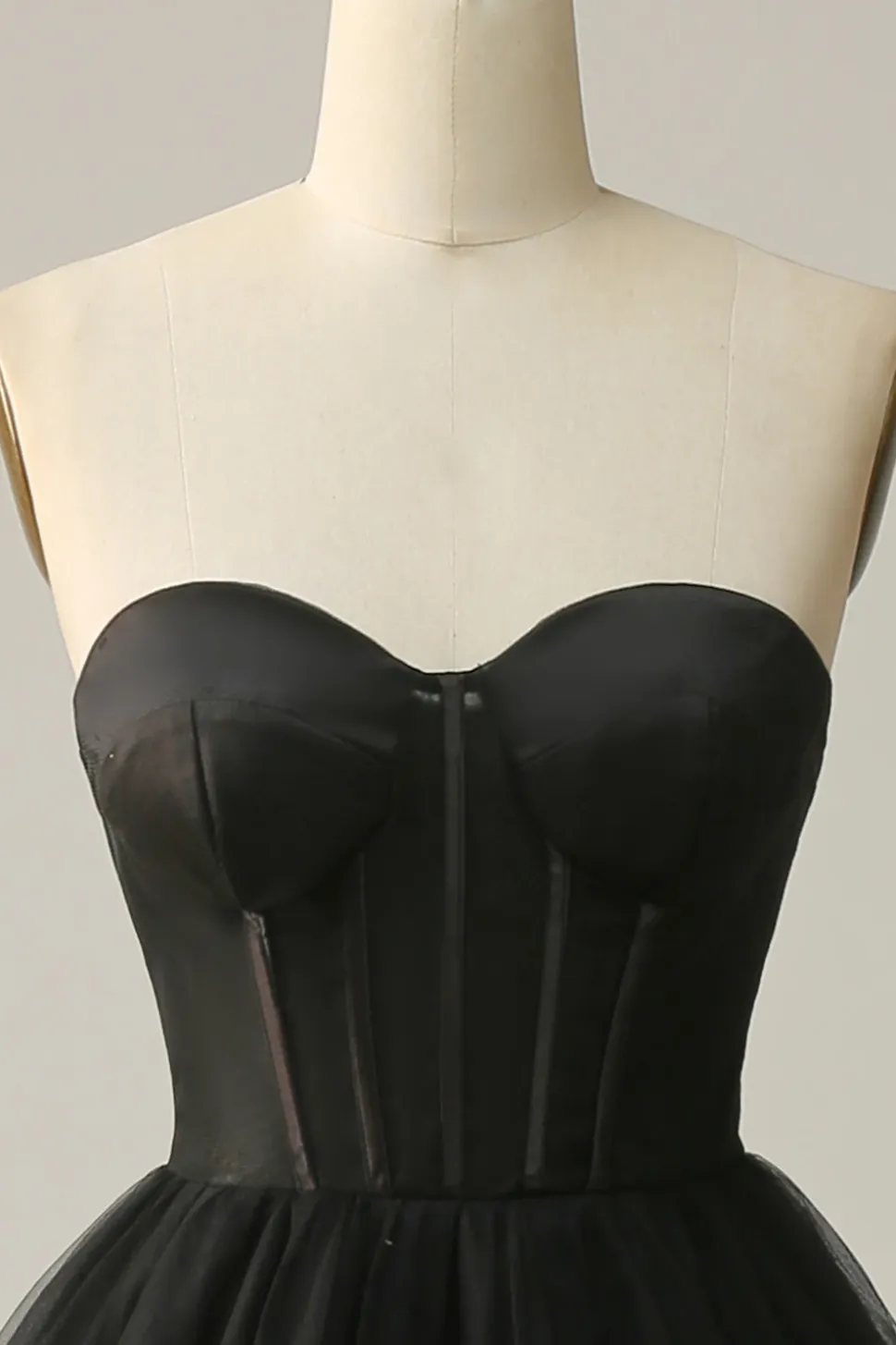 A Line Preto Vestido Cerimónia Tule