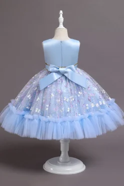 A Line Rosa Vestido de Menina Com Apliques