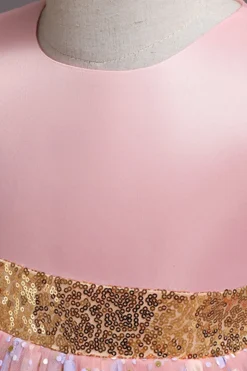 A Line Rosa Vestido de Menina Com Apliques