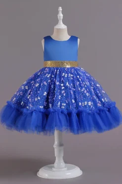 A Line Rosa Vestido de Menina Com Apliques