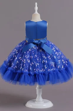 A Line Rosa Vestido de Menina Com Apliques