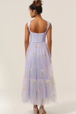 A Line Roxo Vestido de Festa Tule