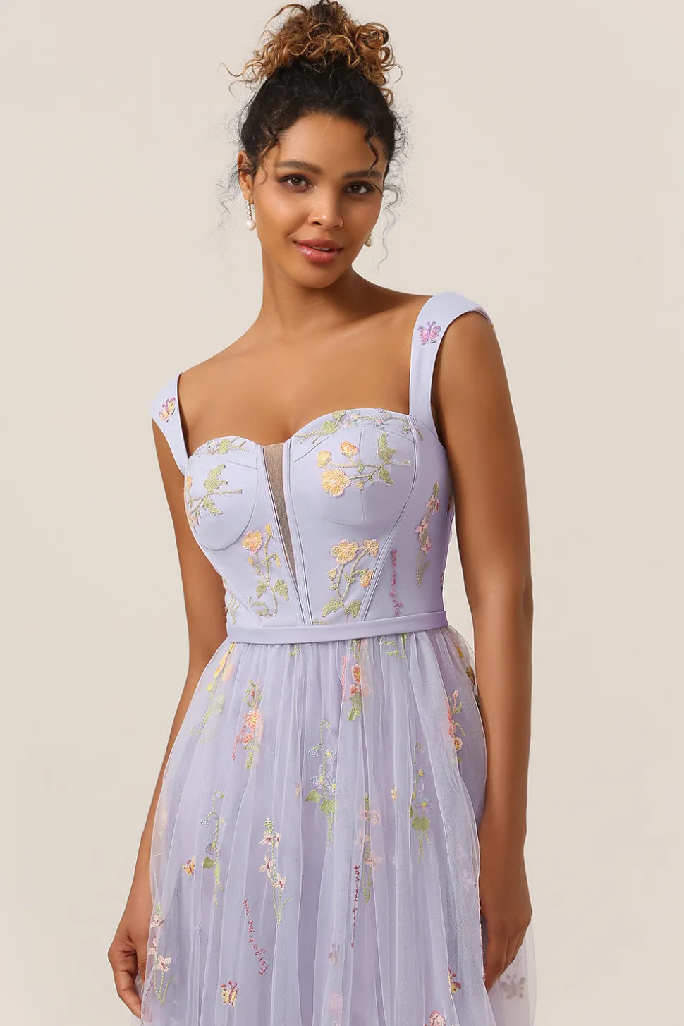 A Line Roxo Vestido de Festa Tule