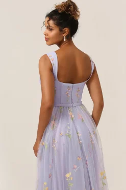 A Line Roxo Vestido de Festa Tule