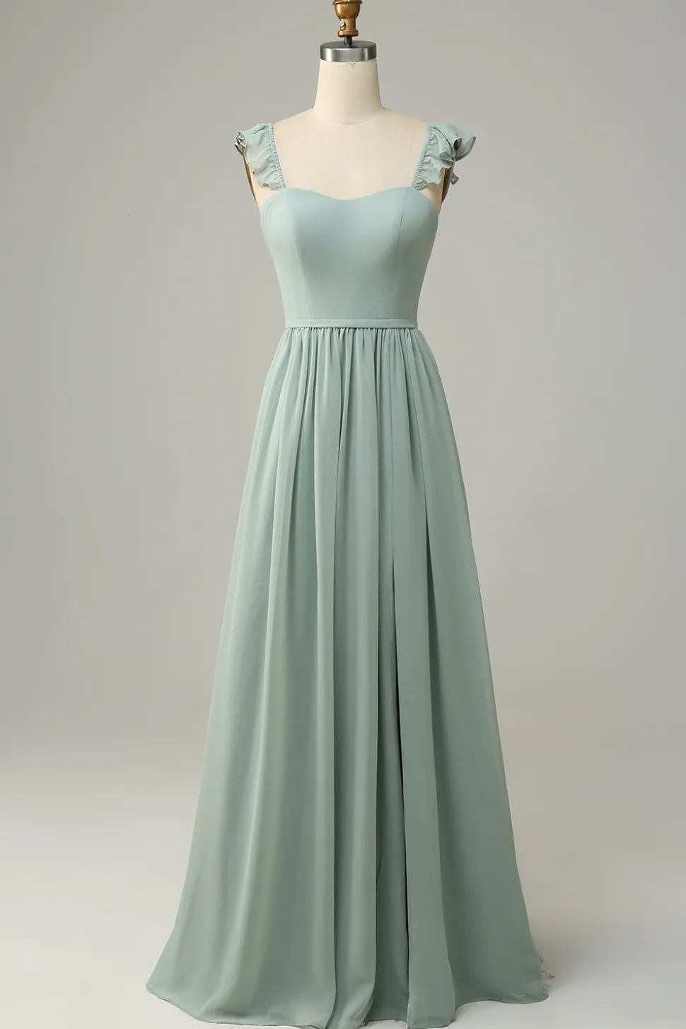 A Line Sage Vestido Madrinha Com Ruffles