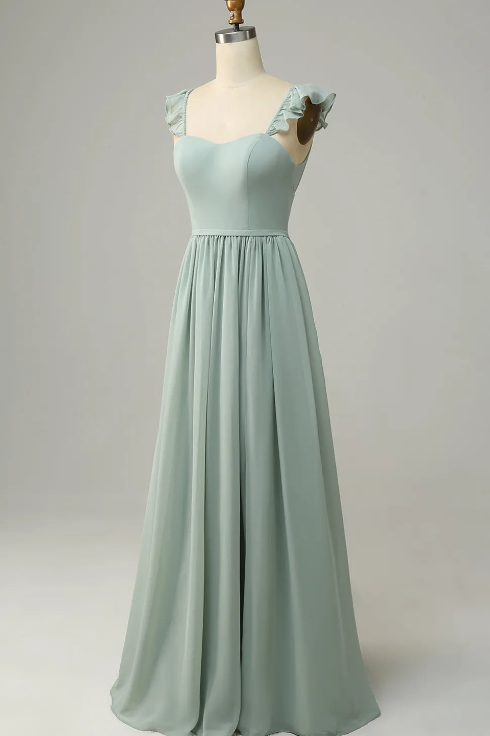 A Line Sage Vestido Madrinha Com Ruffles