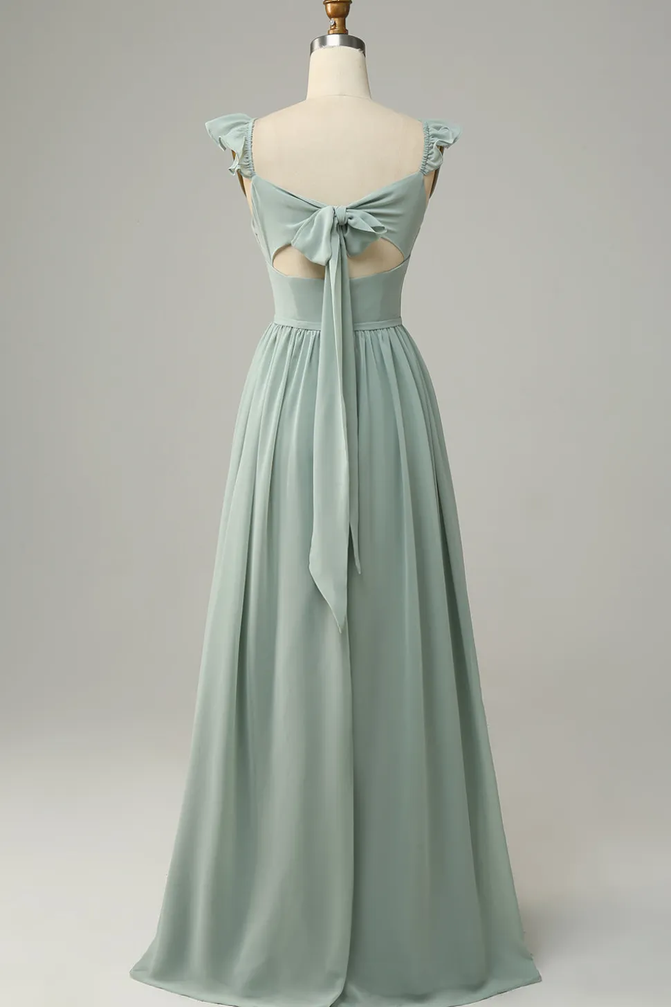 A Line Sage Vestido Madrinha Com Ruffles