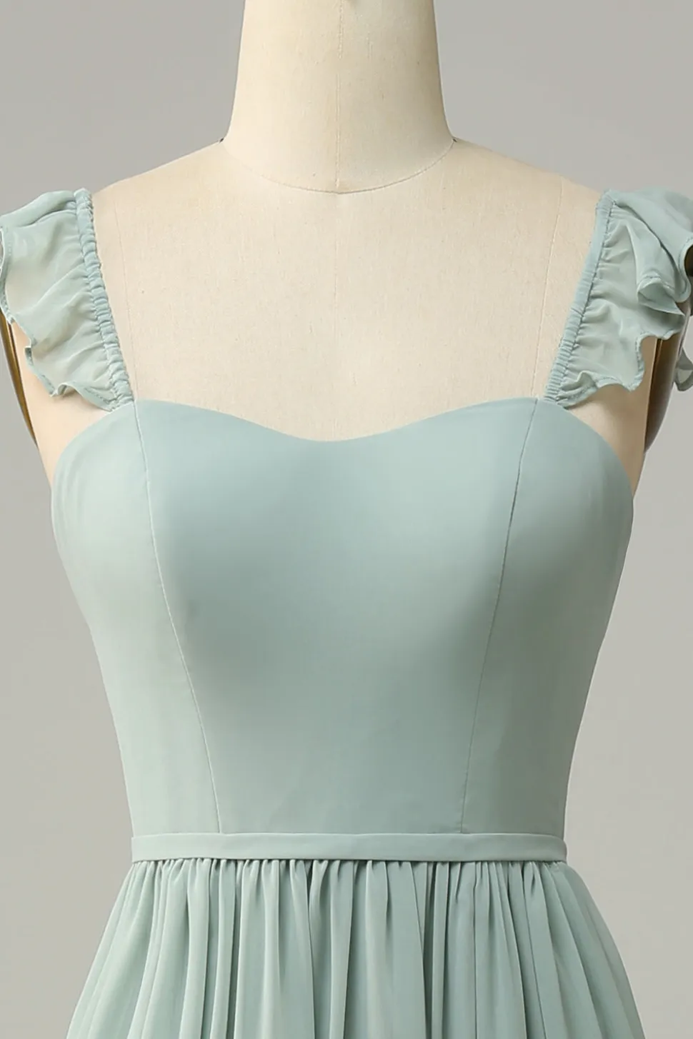 A Line Sage Vestido Madrinha Com Ruffles