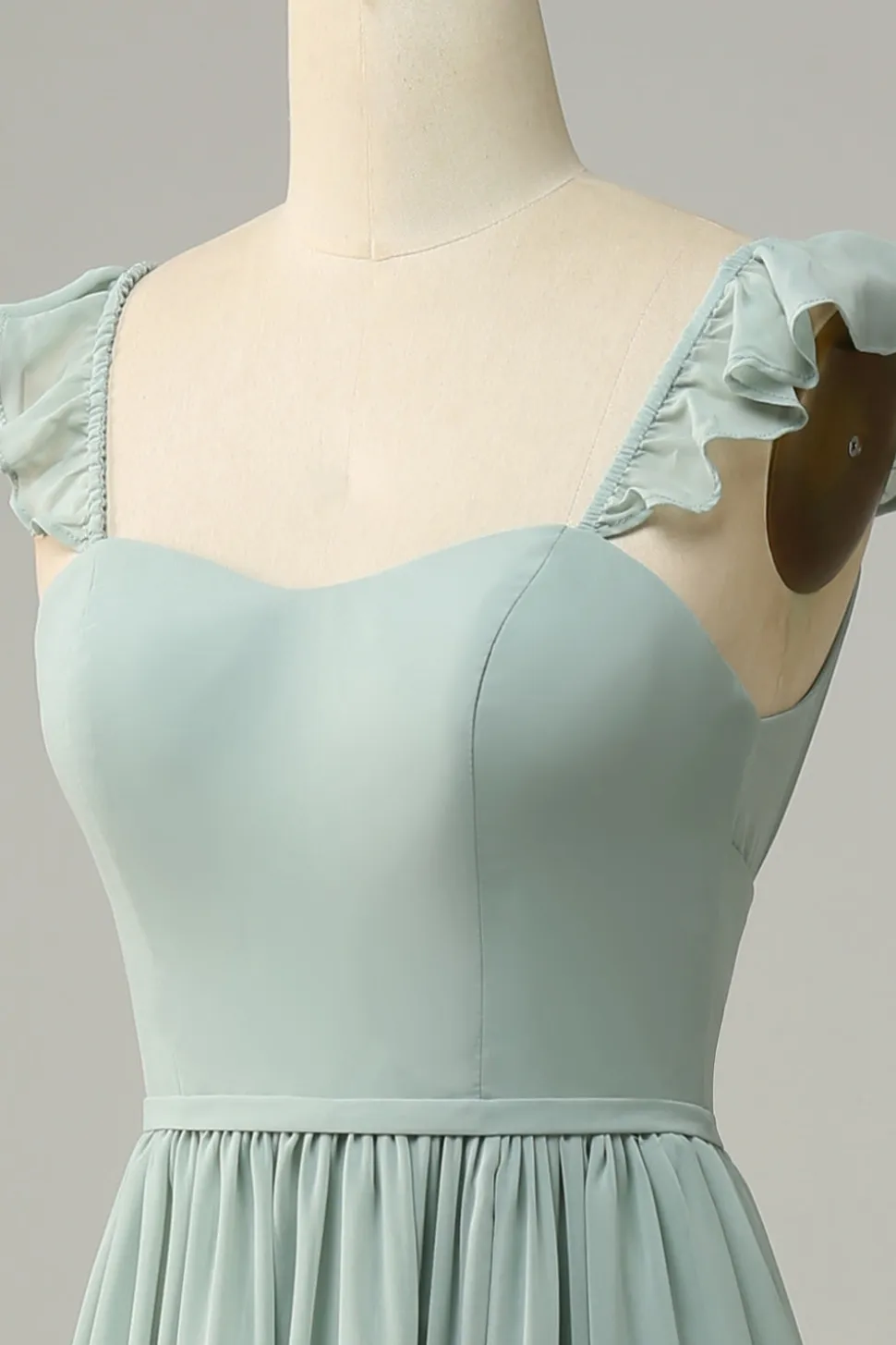 A Line Sage Vestido Madrinha Com Ruffles