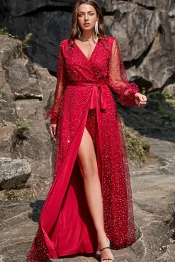 A Line V Pescoço Vermelho Escuro Vestido de Dama de Honor