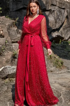 A Line V Pescoço Vermelho Escuro Vestido de Dama de Honor
