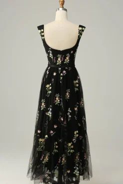 A Line Verde Vestido Cerimónia Tule