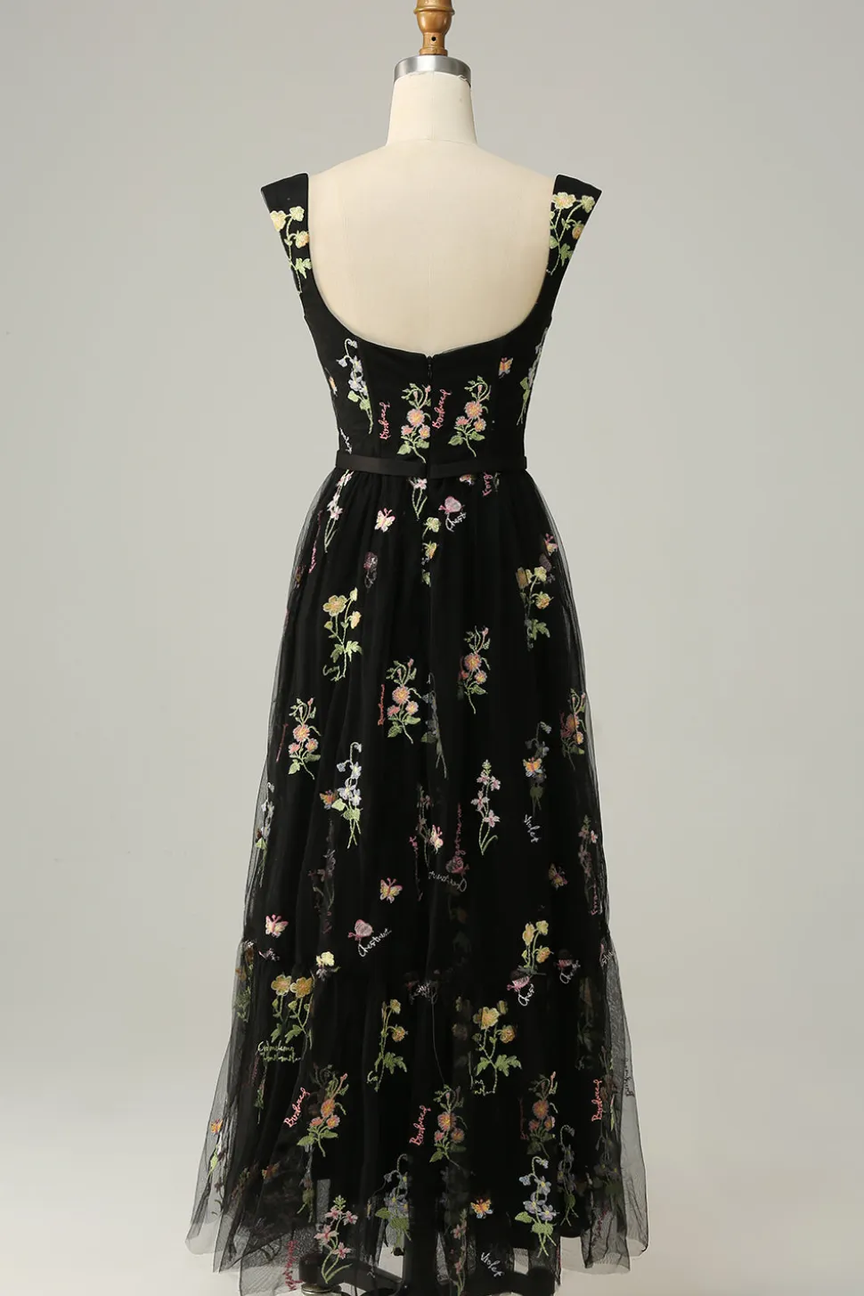 A Line Verde Vestido Cerimónia Tule