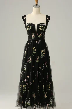 A Line Verde Vestido Cerimónia Tule