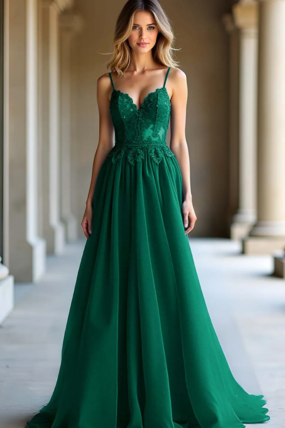 A Linha Azul Escuro Alças Esparguete Querida Vestido Longo Baile