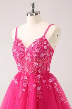 A Linha Blush Esparguete Correias Tulle Corset Sequins Homecoming Dress com Apliques