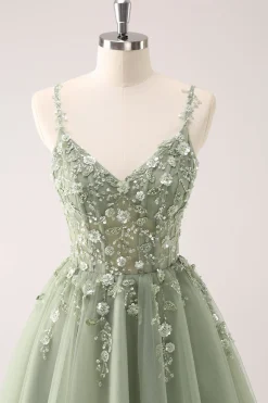 A Linha Blush Esparguete Correias Tulle Corset Sequins Homecoming Dress com Apliques