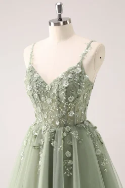 A Linha Blush Esparguete Correias Tulle Corset Sequins Homecoming Dress com Apliques