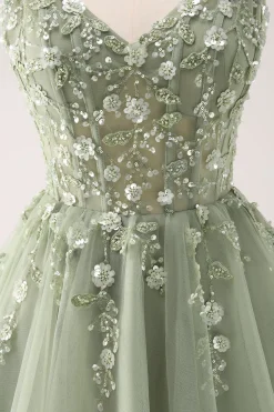 A Linha Blush Esparguete Correias Tulle Corset Sequins Homecoming Dress com Apliques