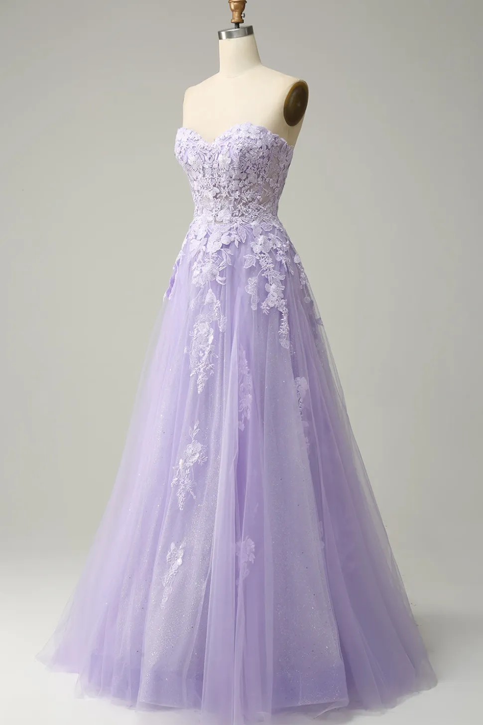 A Linha Cintas de Espaguete Roxo Vestido de Festa com Apliques