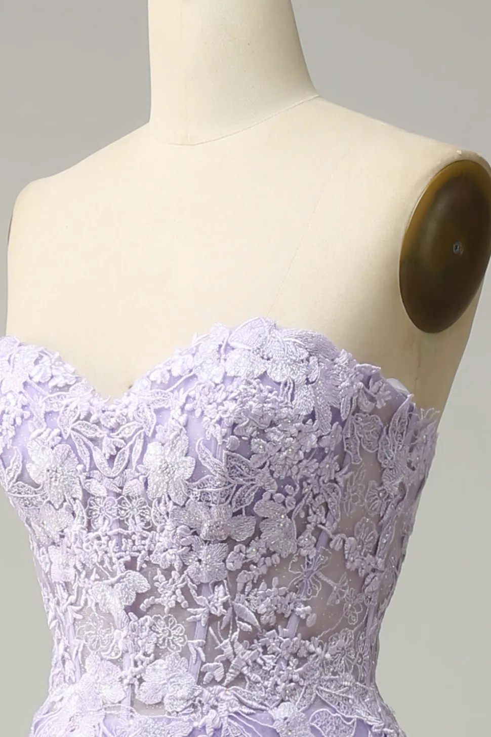 A Linha Cintas de Espaguete Roxo Vestido de Festa com Apliques