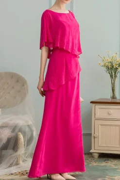 A linha de Longo Chiffon dama Vestido com Beading