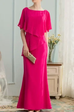 A linha de Longo Chiffon dama Vestido com Beading