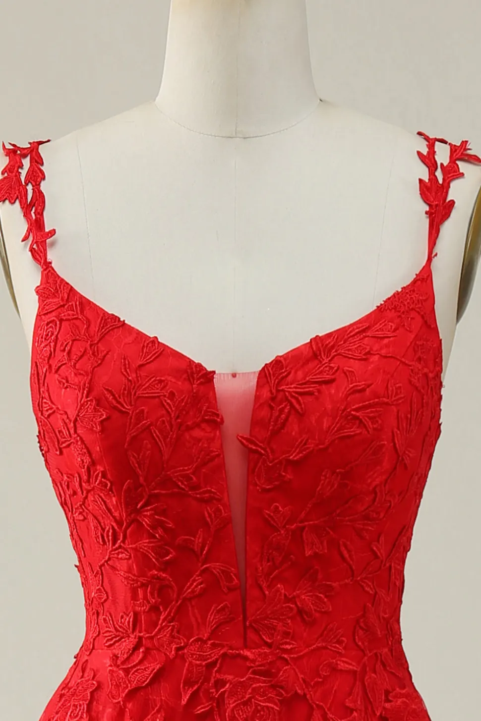 A Linha Esparguete Correias Verde Escuro Vestido de Baile com Apliques
