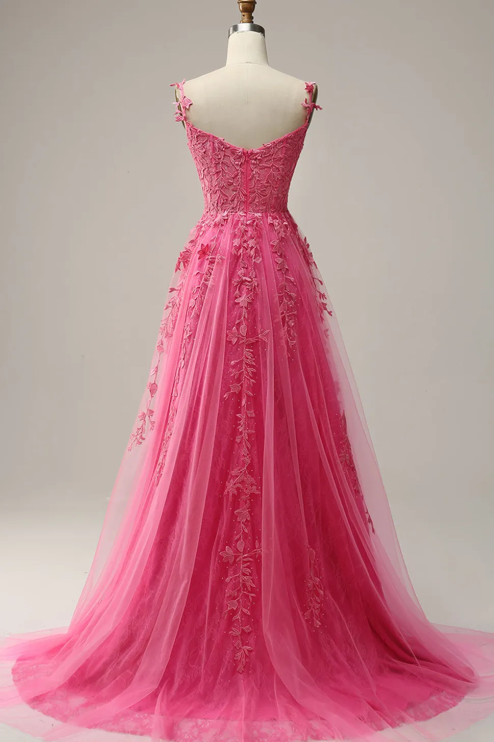 A Linha Fora do Ombro Fuchsia Vestido de Noite Com Apliques