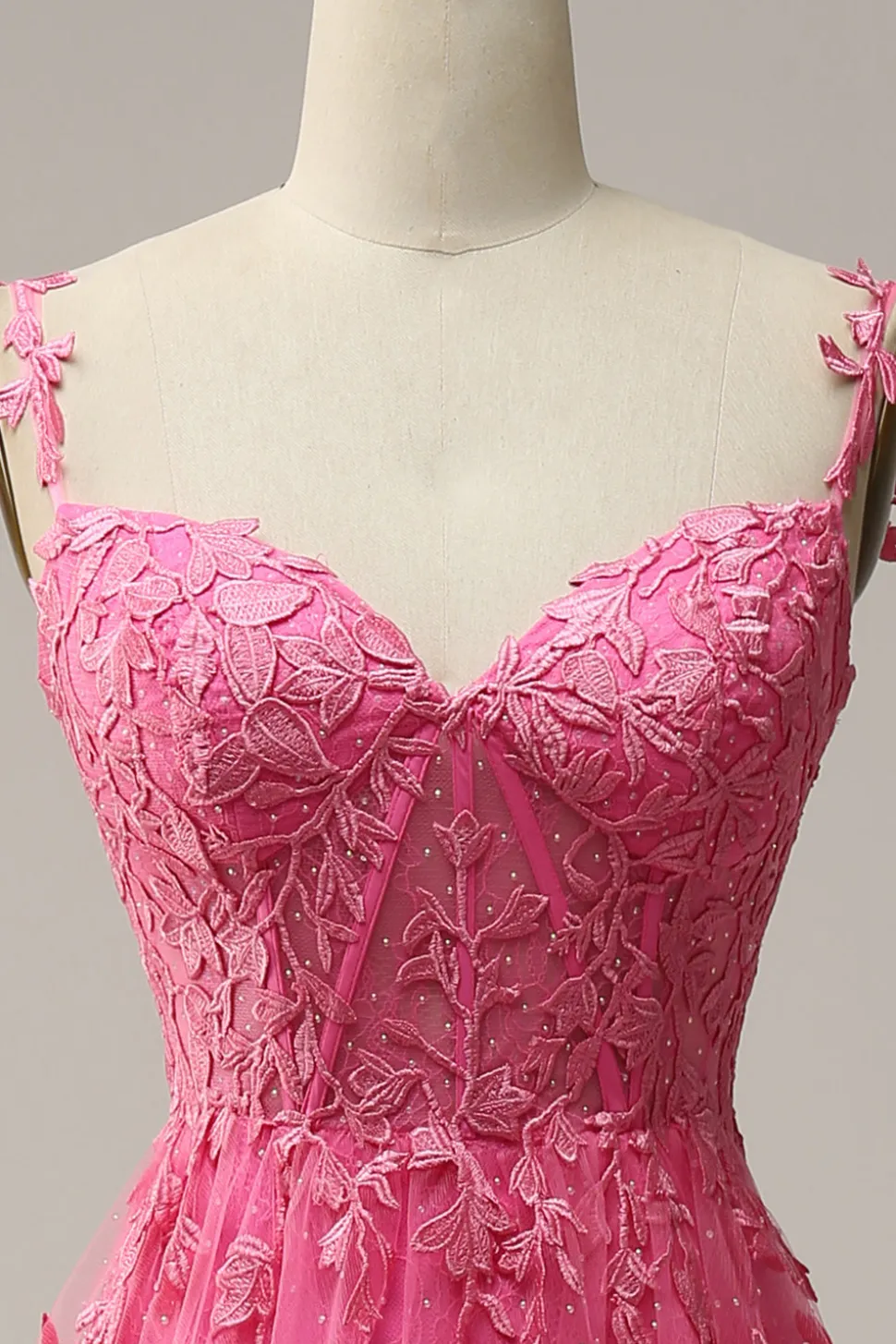 A Linha Fora do Ombro Fuchsia Vestido de Noite Com Apliques