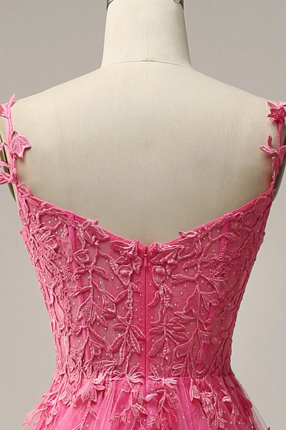 A Linha Fora do Ombro Fuchsia Vestido de Noite Com Apliques