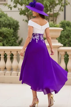 A Linha Roxa V-Neck Ruched Mãe do Vestido de Noiva com Apliques de Renda