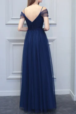 A linha V-neck longo Tulle Dress dama