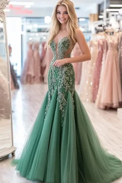 Agave Flare Querida Vestido de Baile com Tule