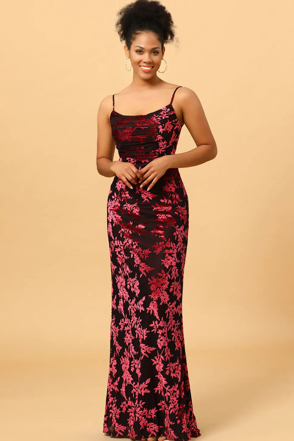 Alças de Espaguete Borgonha Vestido de Baile Veludo