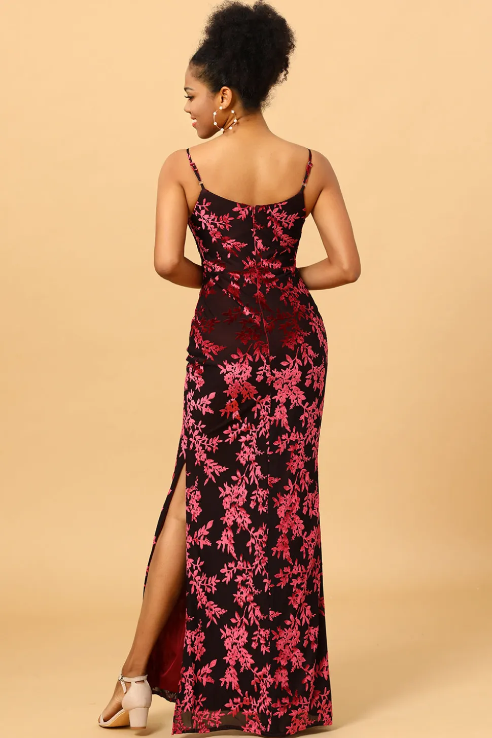 Alças de Espaguete Borgonha Vestido de Baile Veludo