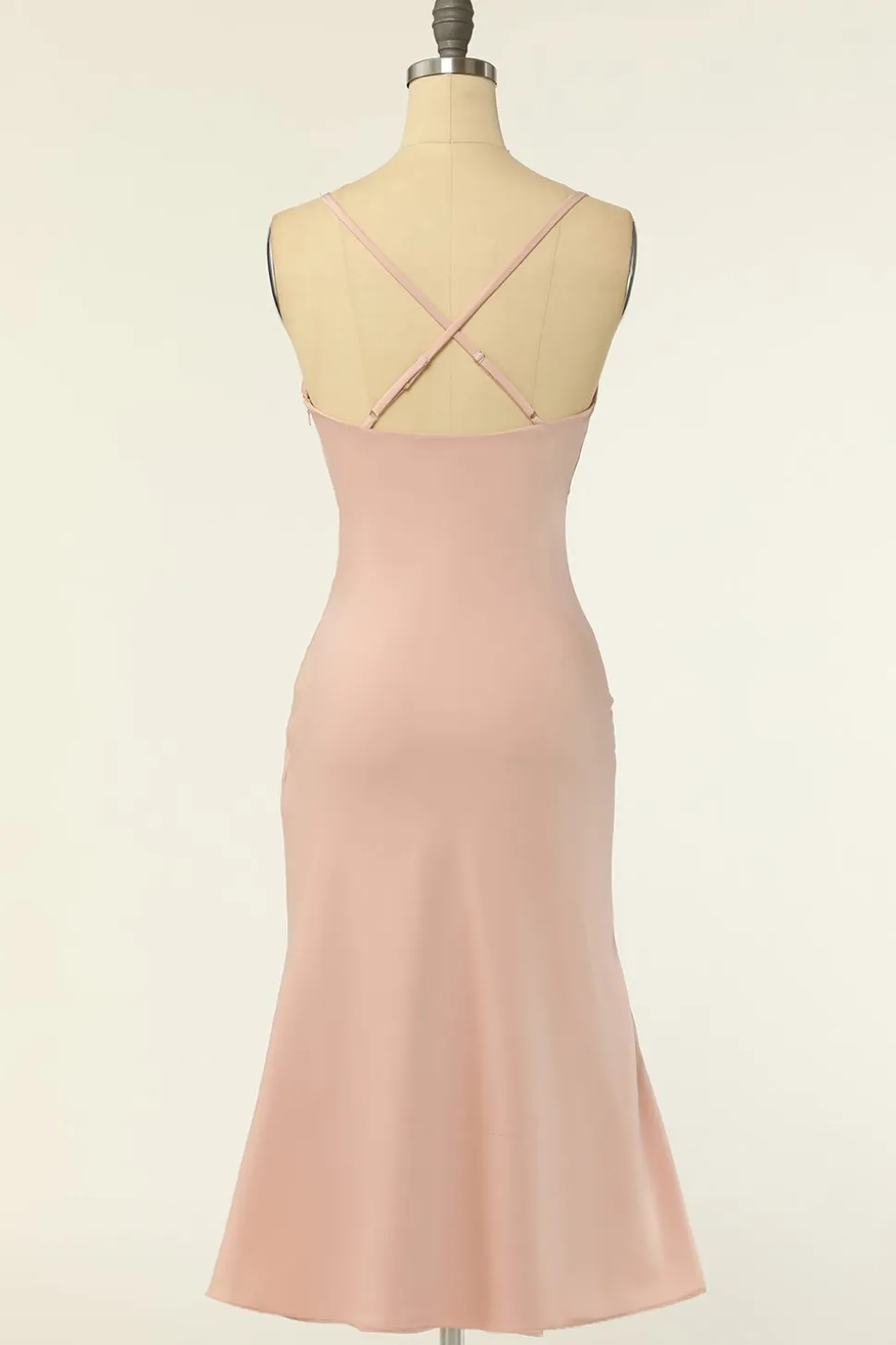 Alças de espaguete de sheath blush vestido de dama de honra