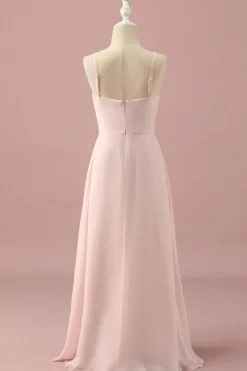 Alças de Espaguete Rosa Claro Vestido Dama de Honor Júnior