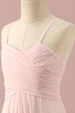 Alças de Espaguete Rosa Claro Vestido Dama de Honor Júnior